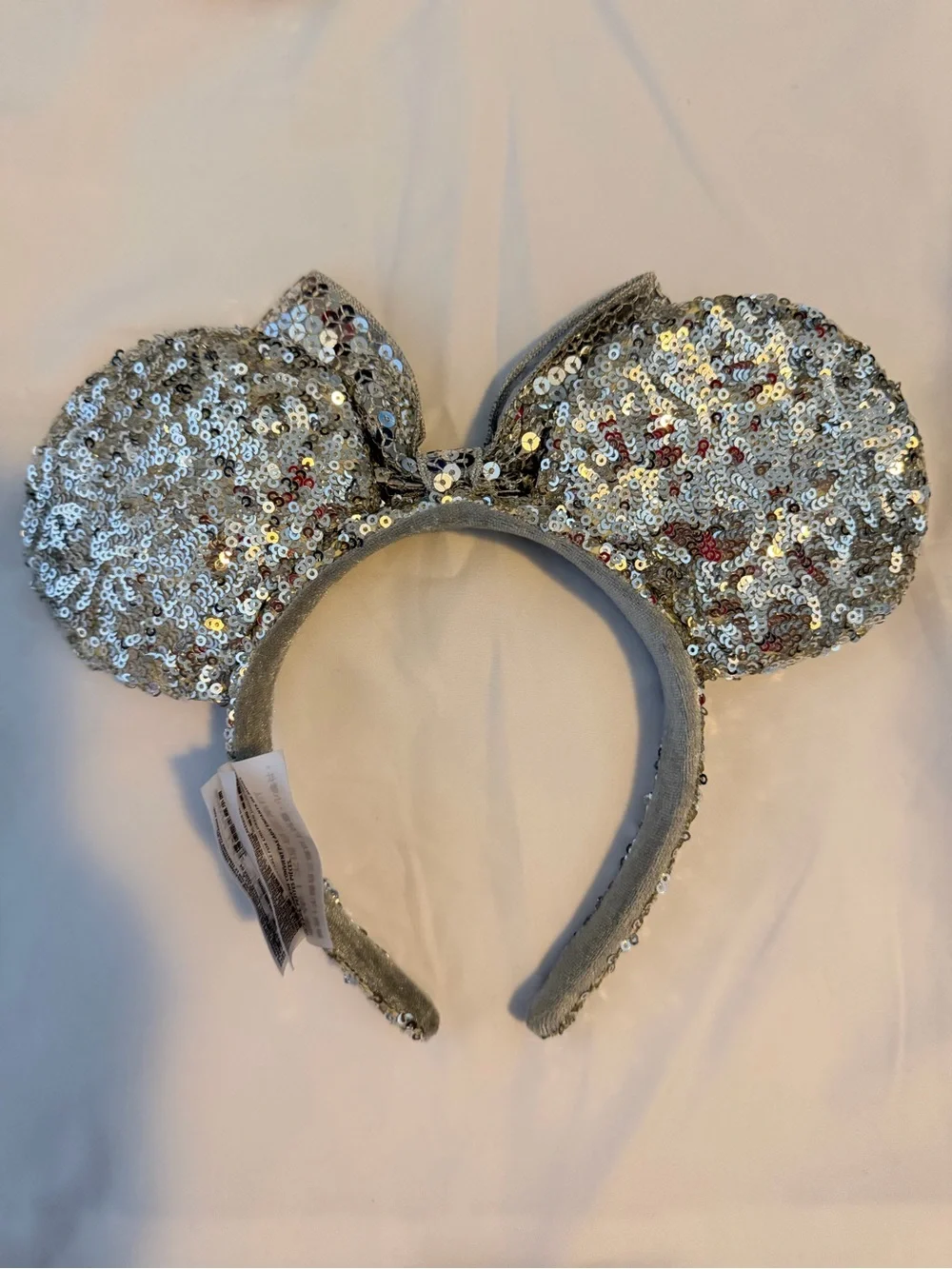 Sequin Minnie Ear Headband for Kids - Rose Gold and Silver by